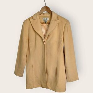 Katherine Kelly Womens Sz 8 Wool Cashmere Blend Coat Yellow Carcoat Peacoat‎ Vtg